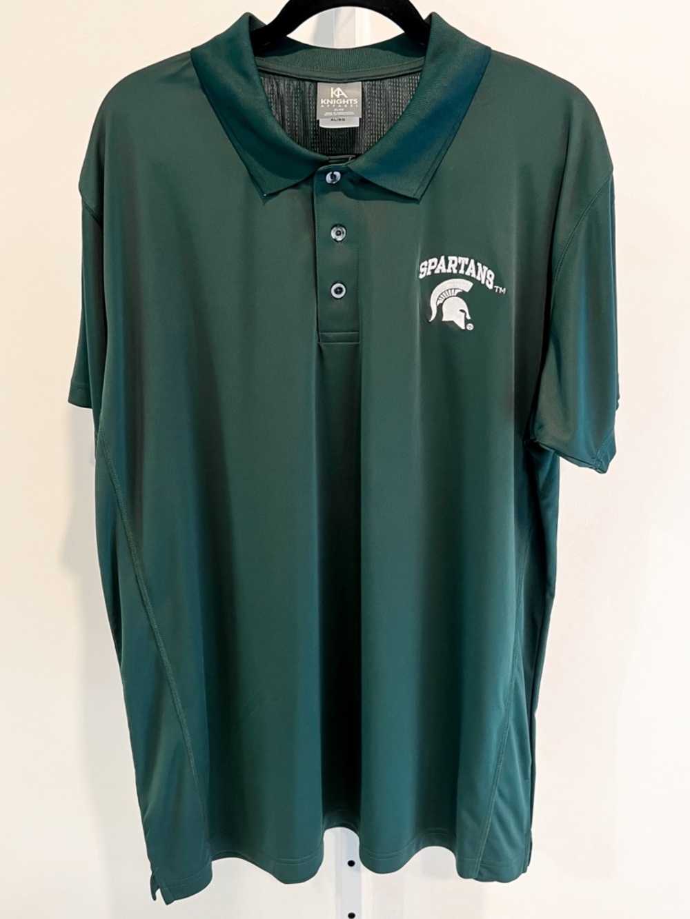 NWT Knights Apparel Green White Spartans Performance Athletic Polo Mens Sz XL